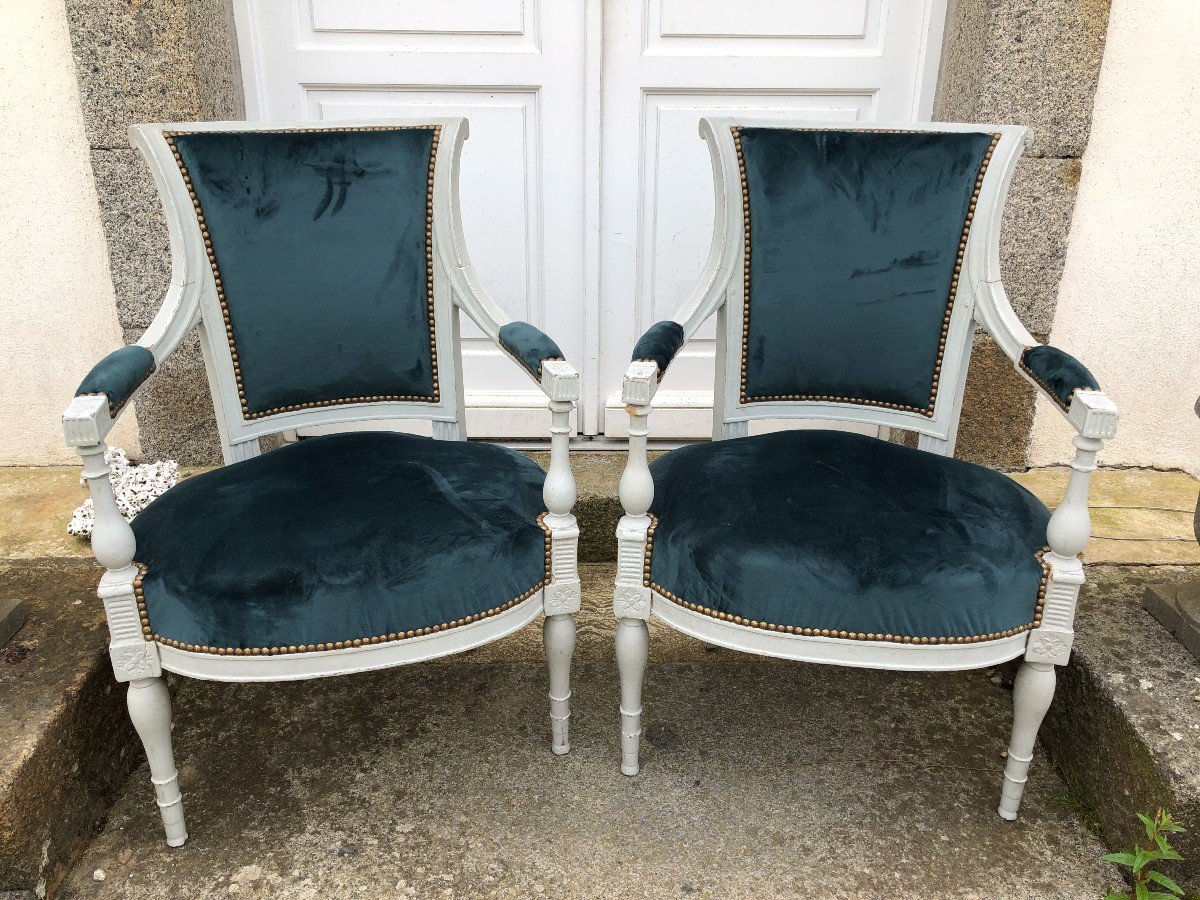 Pair Of Lacquered Directoire Period Armchairs 