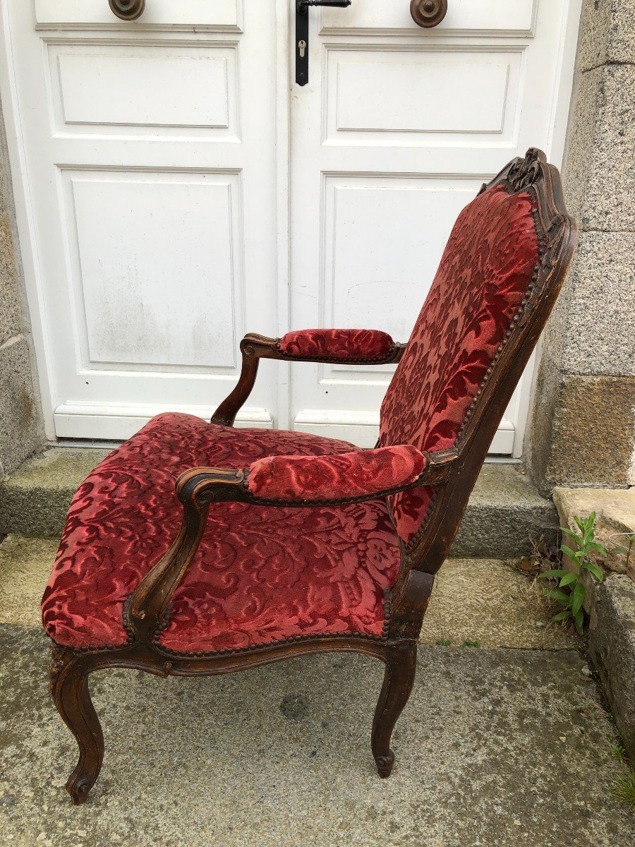 Fauteuil à Dos Plat De Jean Avisse ,époque Louis  XV-photo-3