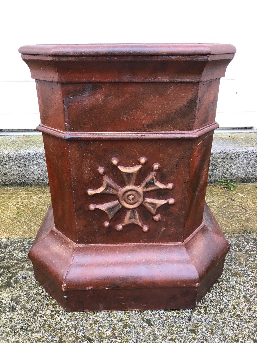 Faux Marble Painted Wood Sheath / Base-photo-2