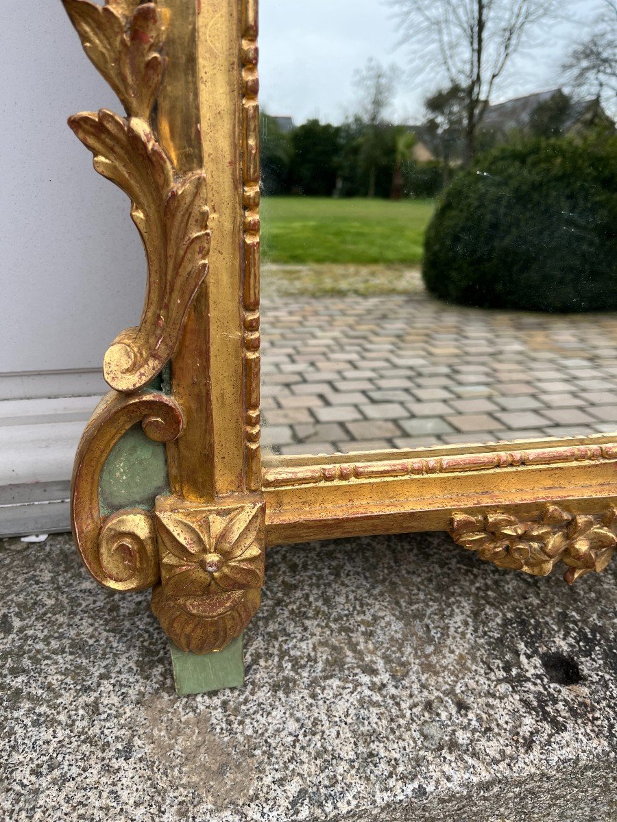 Louis XVI Period Mirror In Gilded Wood-photo-2