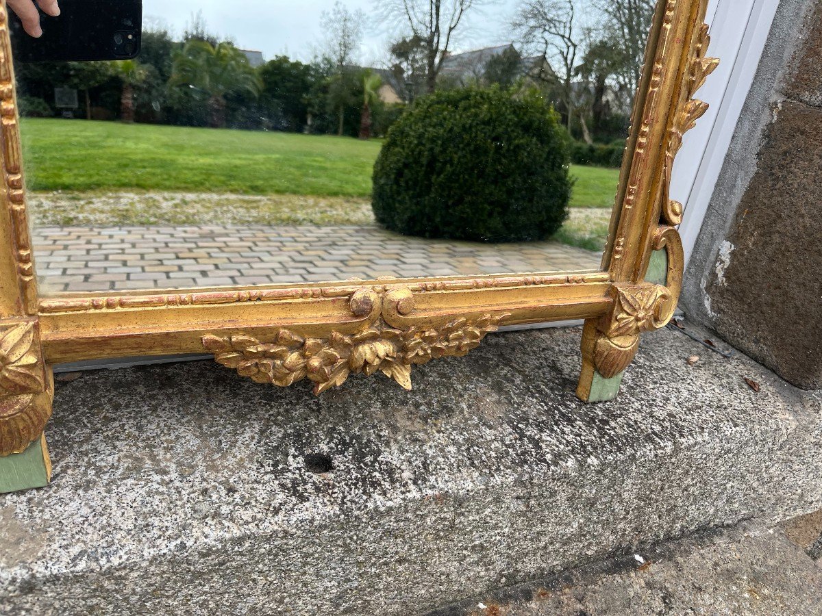 Louis XVI Period Mirror In Gilded Wood-photo-3