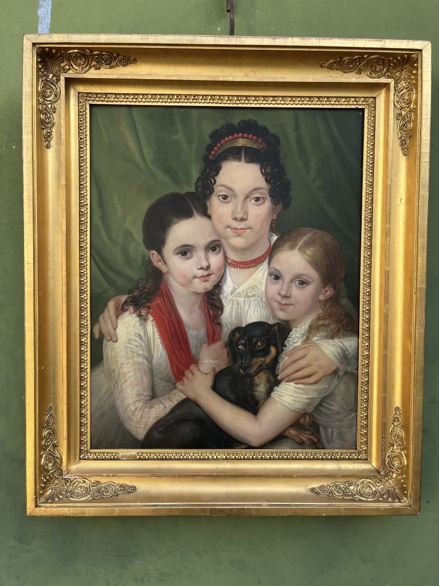 Portrait De Famille d'époque Restauration