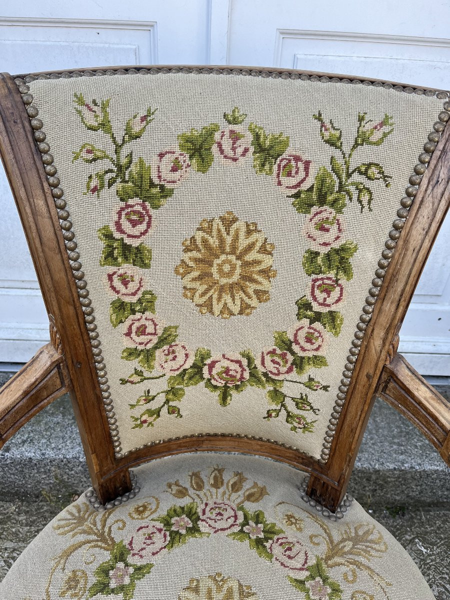 Set Of Four Directoire Period Armchairs In Walnut-photo-3