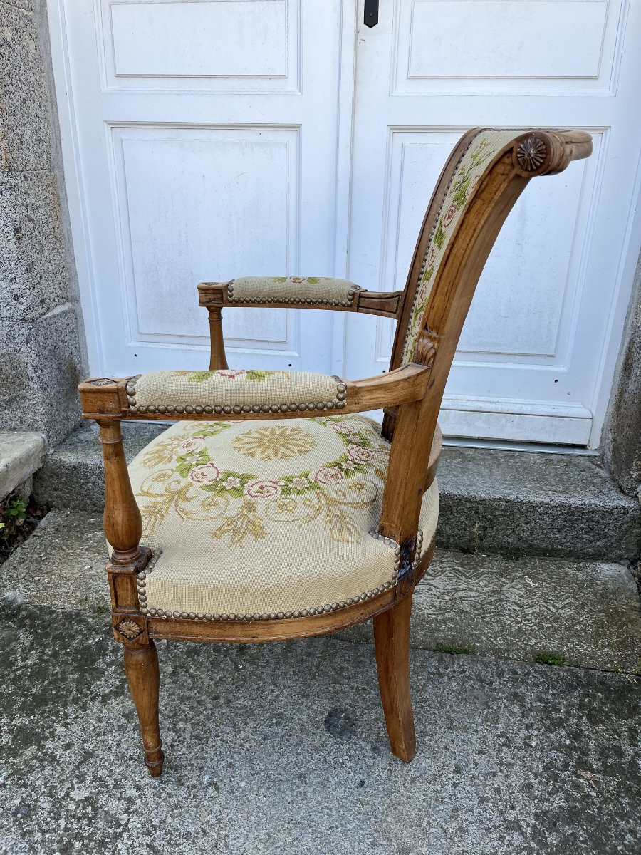 Set Of Four Directoire Period Armchairs In Walnut-photo-4