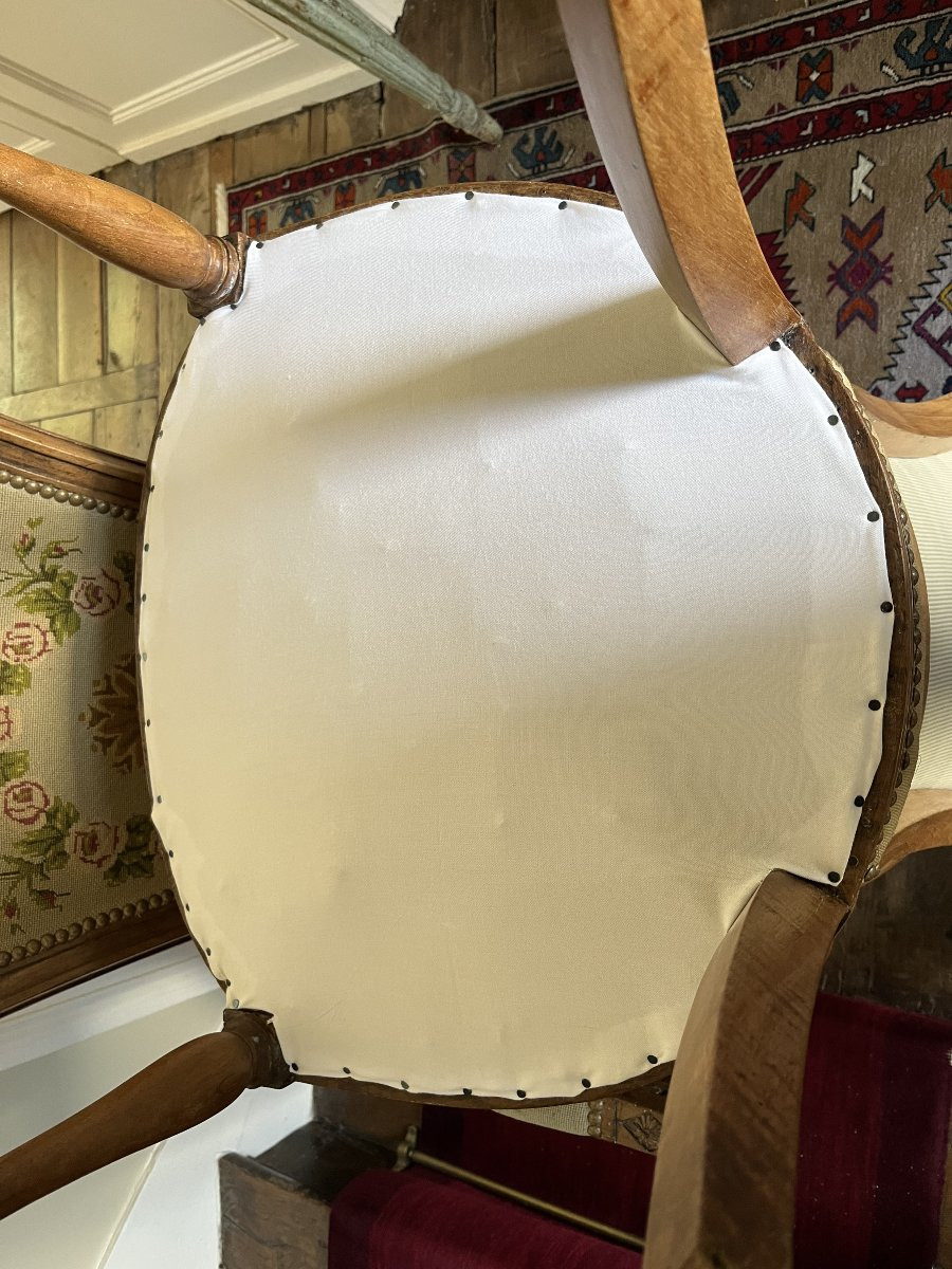 Set Of Four Directoire Period Armchairs In Walnut-photo-6