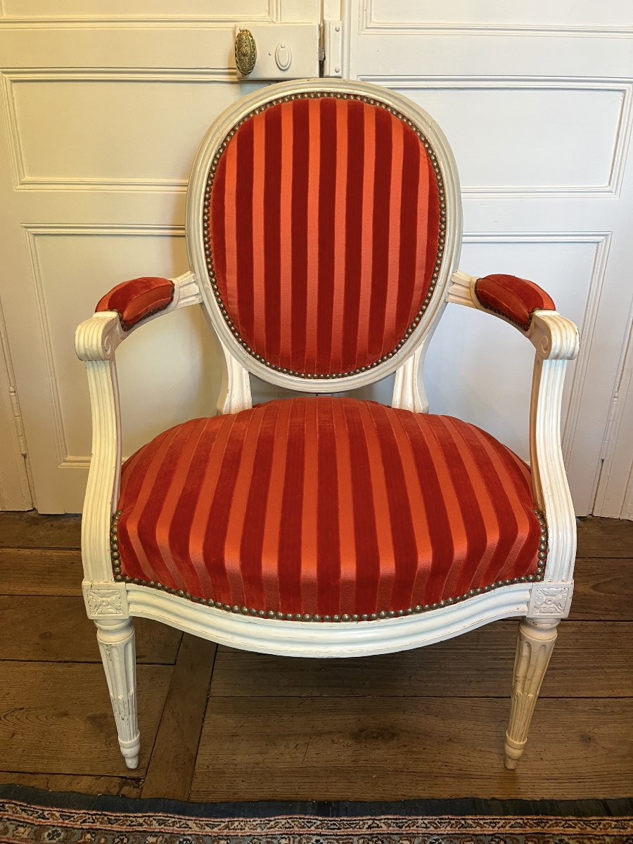 Pair Of Louis XVI Period Armchairs By Gailliard -photo-2