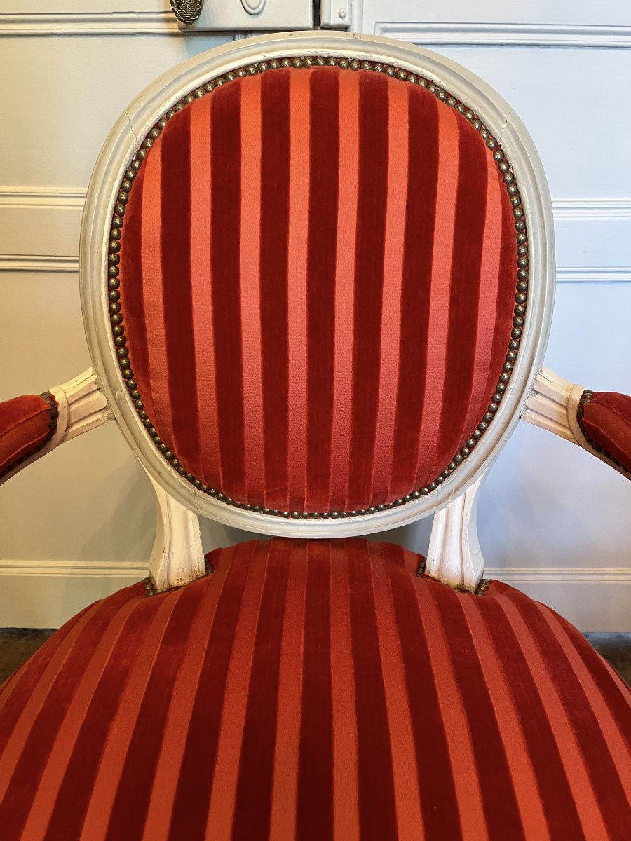 Pair Of Louis XVI Period Armchairs By Gailliard -photo-4