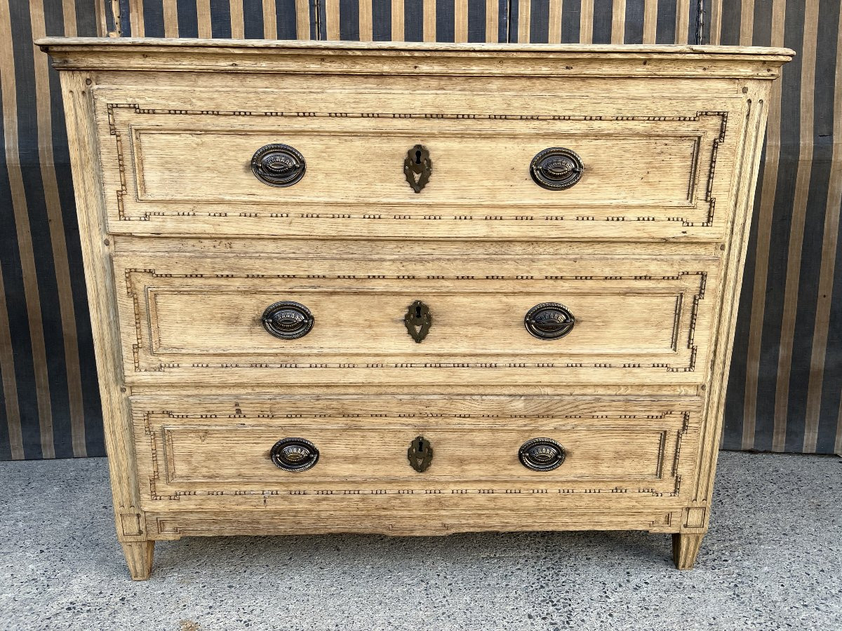 Commode Liégeoise d'époque Louis XVI En Chêne Naturel -photo-2
