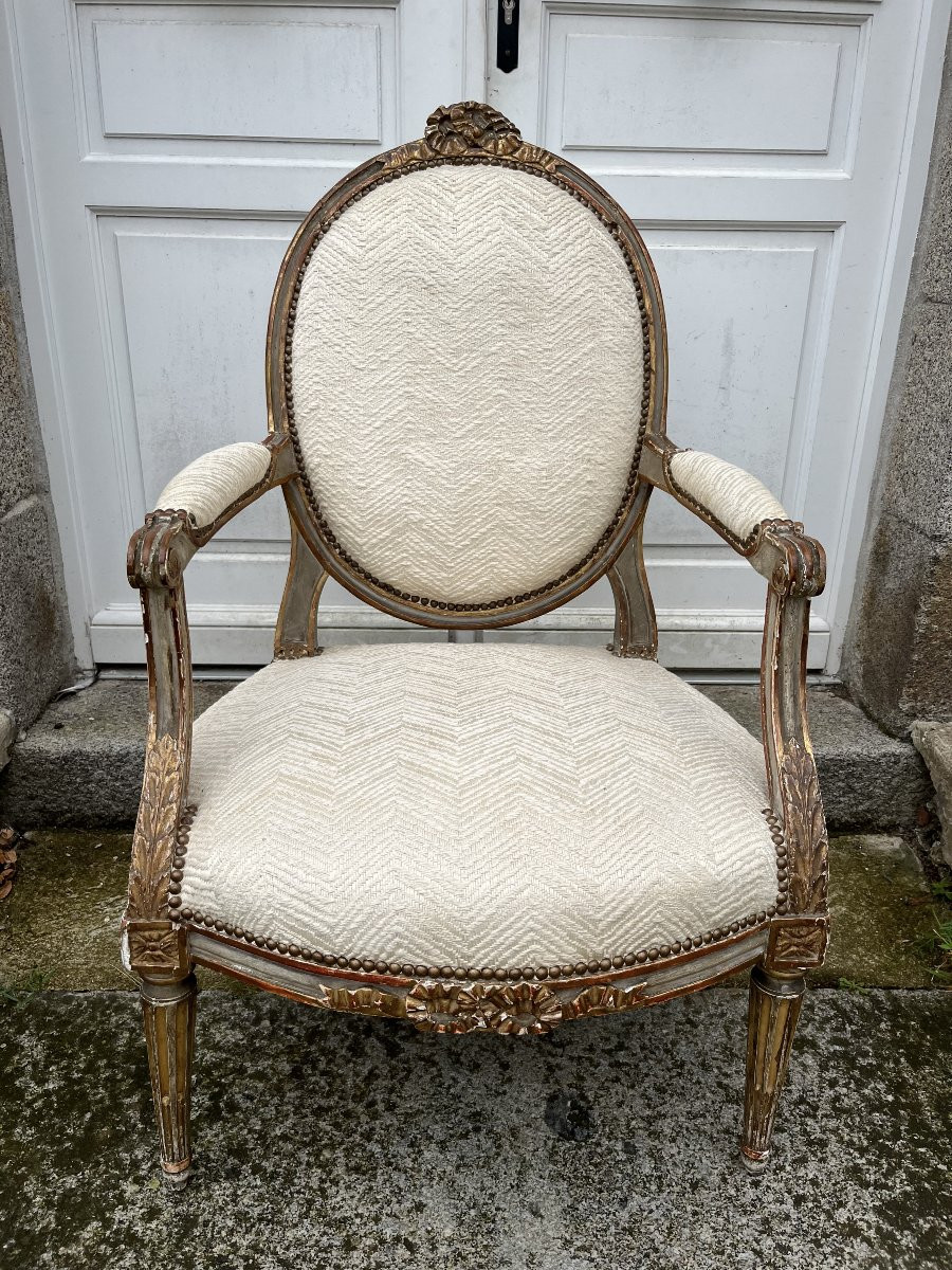 Set Of Four Louis XVI Armchairs-photo-2