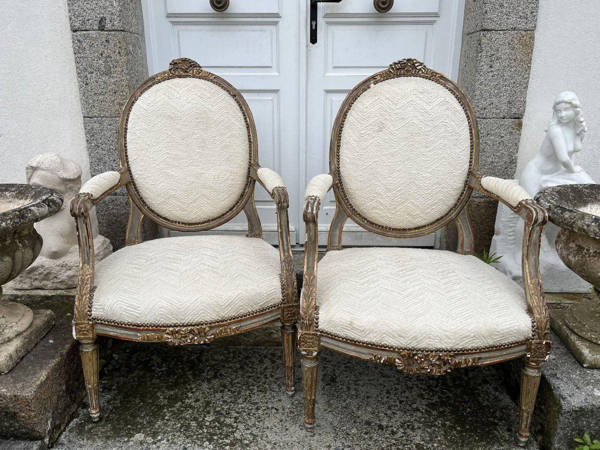 Set Of Four Louis XVI Armchairs-photo-4