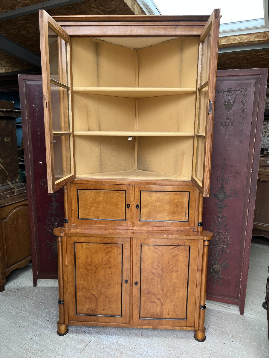 Biedermeier Glazed Corner Cabinet From The Early 19th Century-photo-4