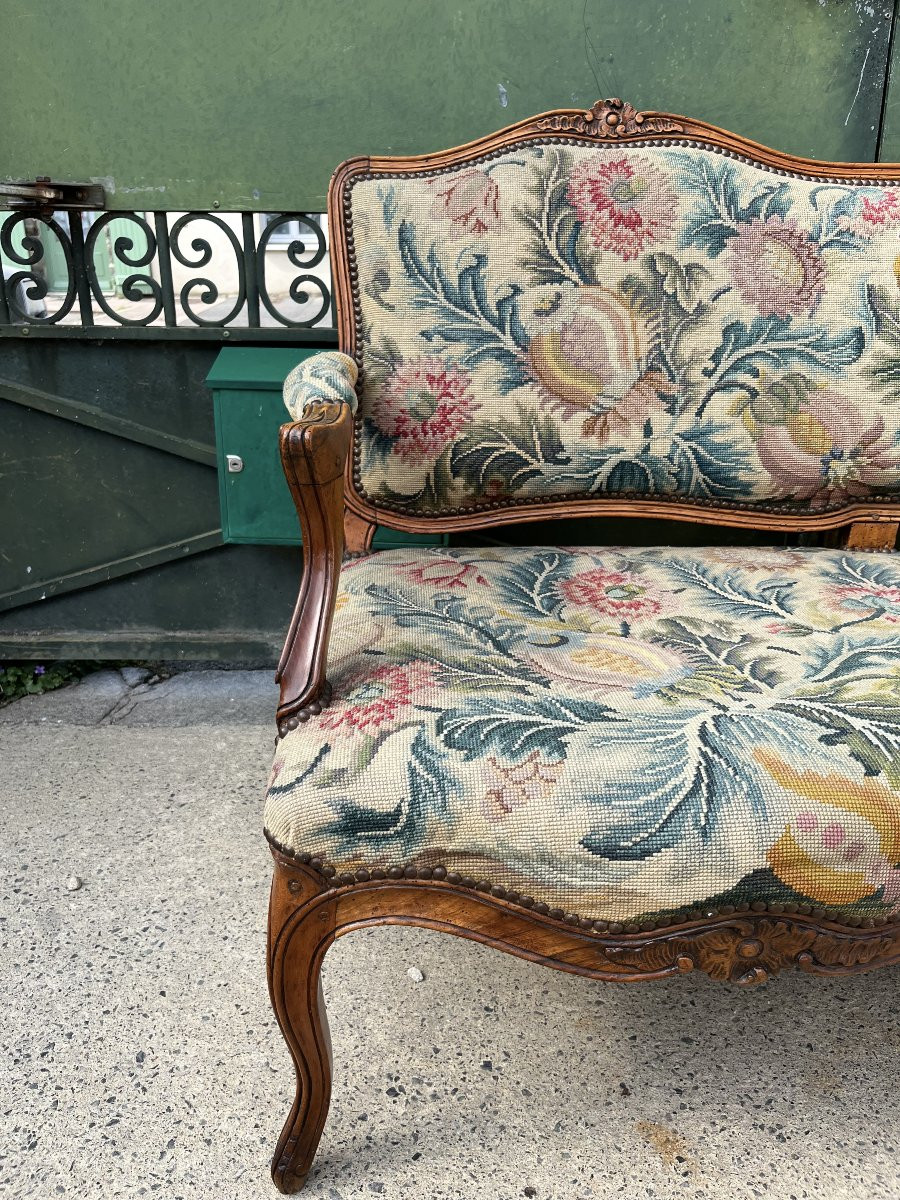 Louis XV Period Walnut Bench-photo-4