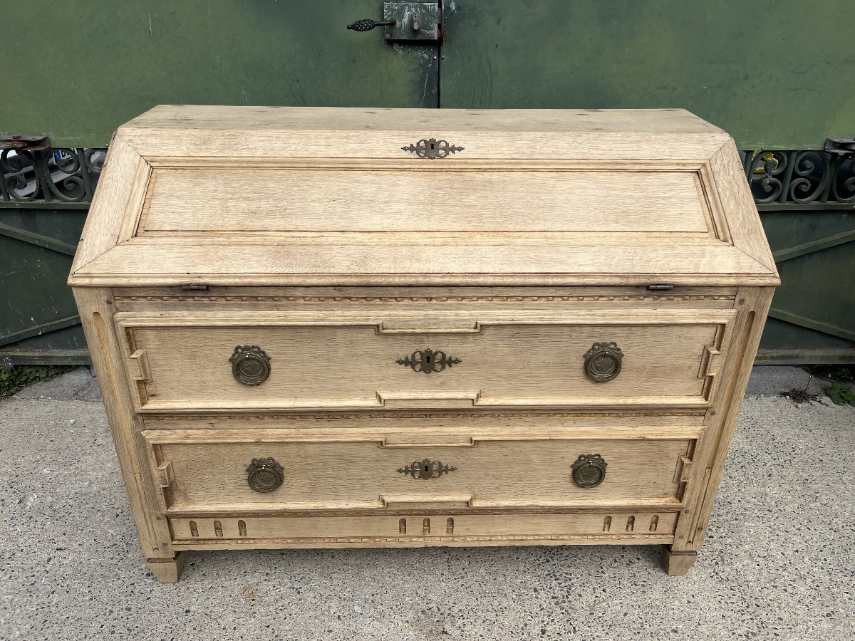 Louis XVI Period Sloping Desk In Natural Oak 