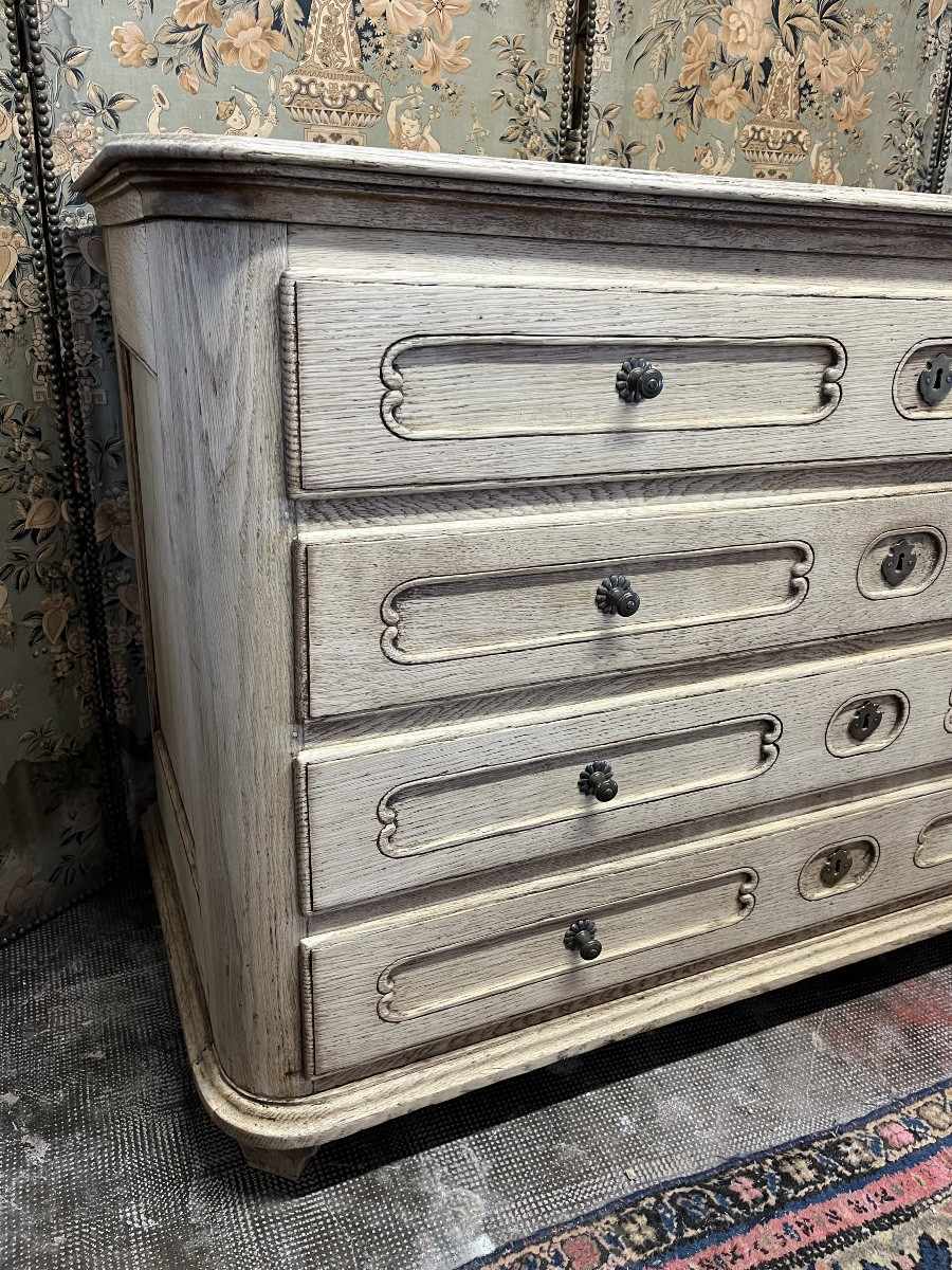 Commode de style Louis XIV en chêne naturel -photo-4