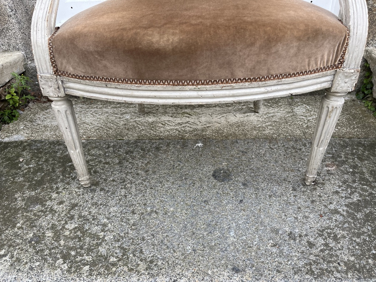 Fauteuil d'époque Louis XVI laqué-photo-1