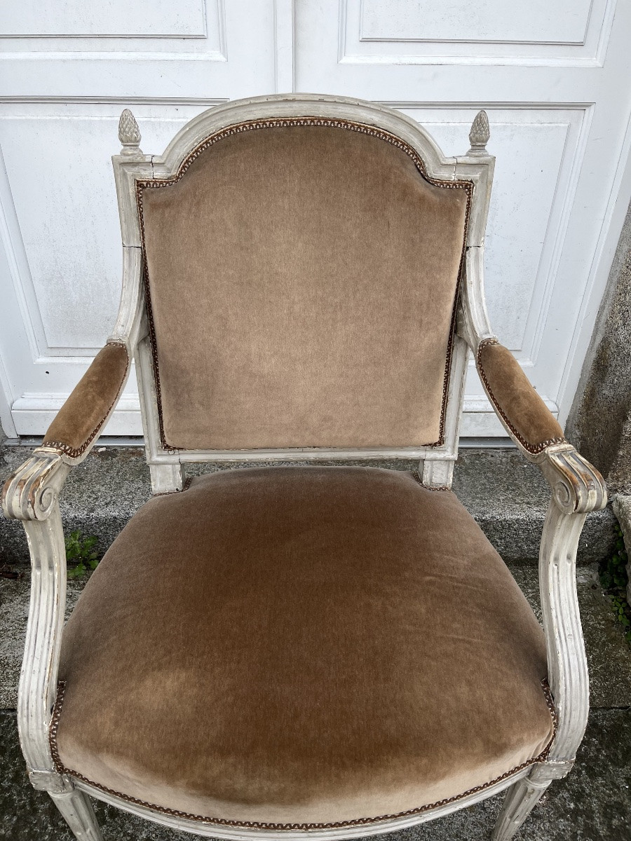 Fauteuil d'époque Louis XVI laqué-photo-2