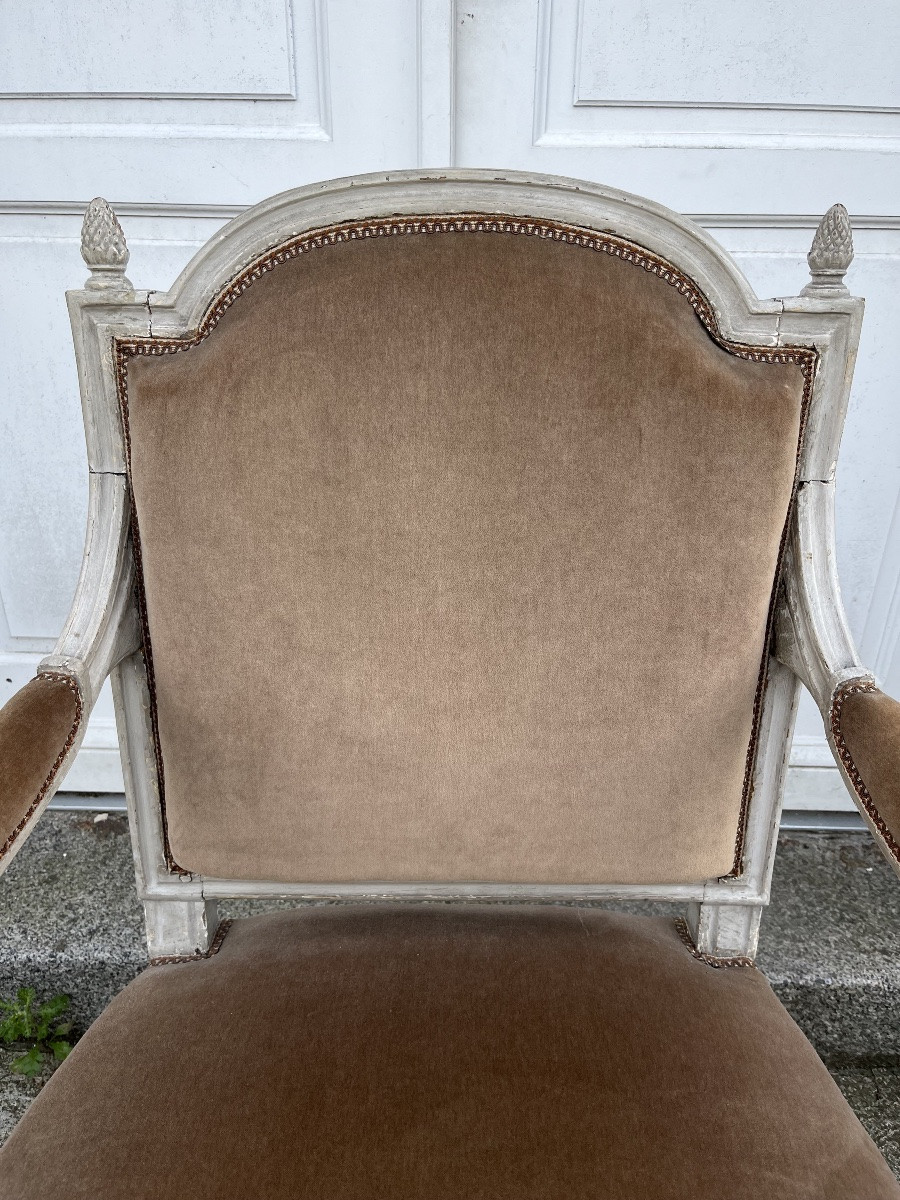 Fauteuil d'époque Louis XVI laqué-photo-3