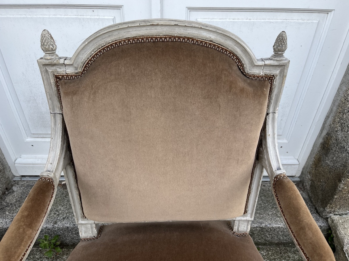 Fauteuil d'époque Louis XVI laqué-photo-4