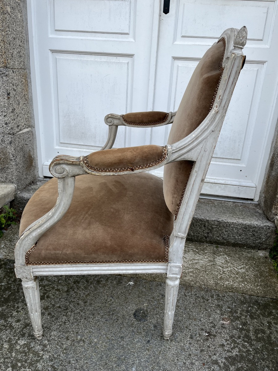 Fauteuil d'époque Louis XVI laqué-photo-5