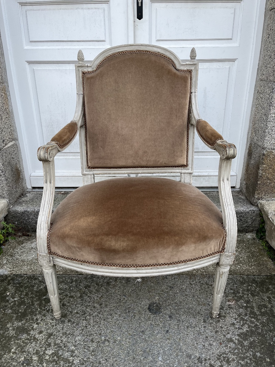 Fauteuil d'époque Louis XVI laqué