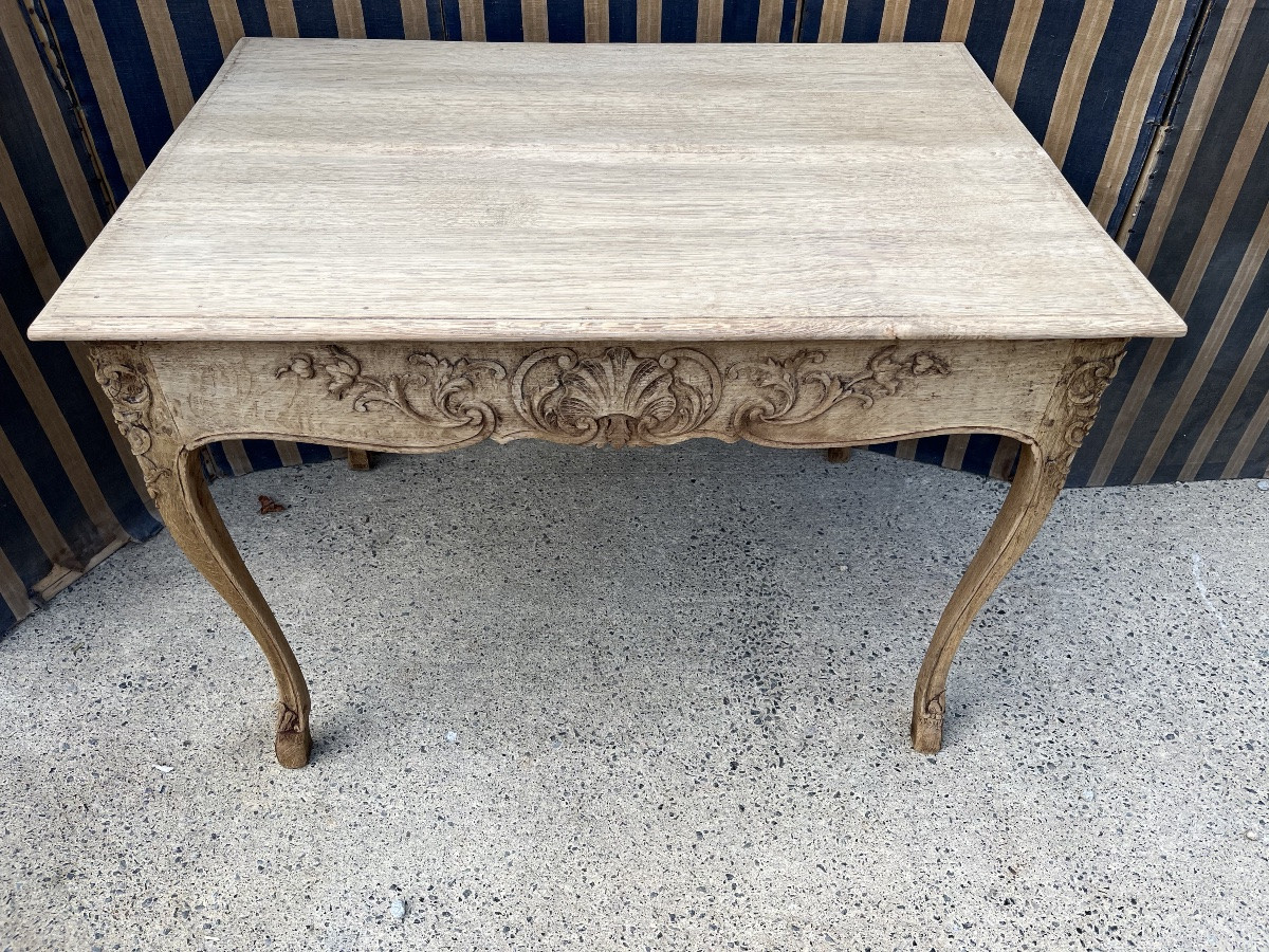 Table de style Louis XV du XIXe  en chêne naturel -photo-3