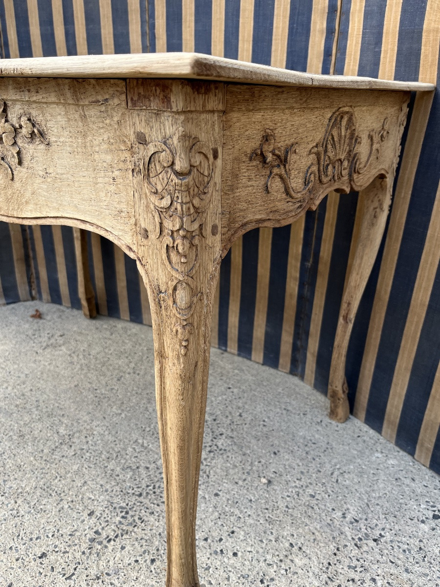 Table de style Louis XV du XIXe  en chêne naturel -photo-1