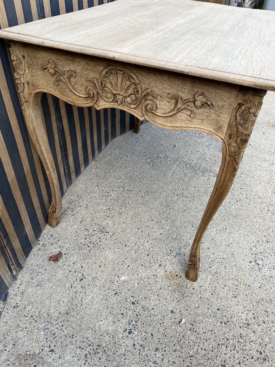 Table de style Louis XV du XIXe  en chêne naturel -photo-5