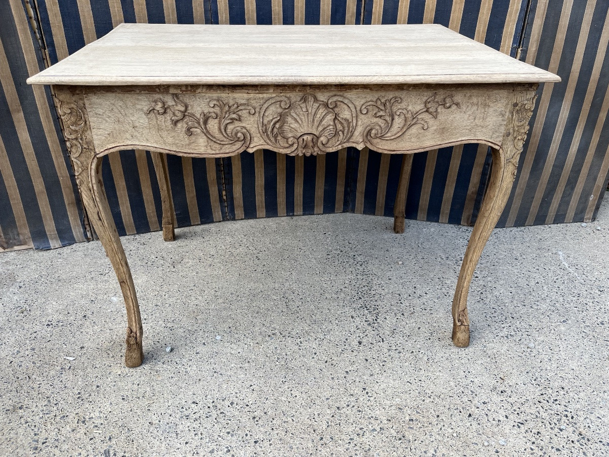 Table de style Louis XV du XIXe  en chêne naturel -photo-6