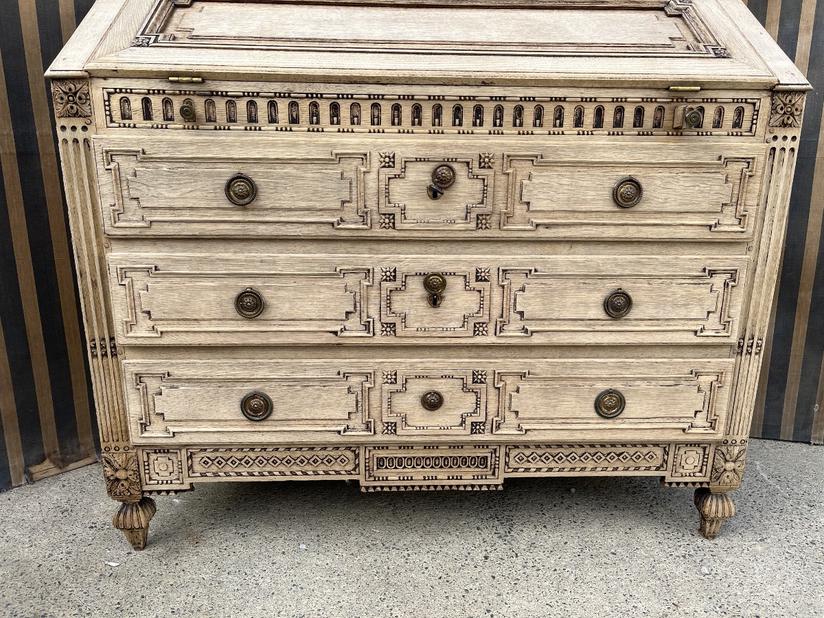 Large Louis XVI Period Scriban In Natural Oak -photo-2