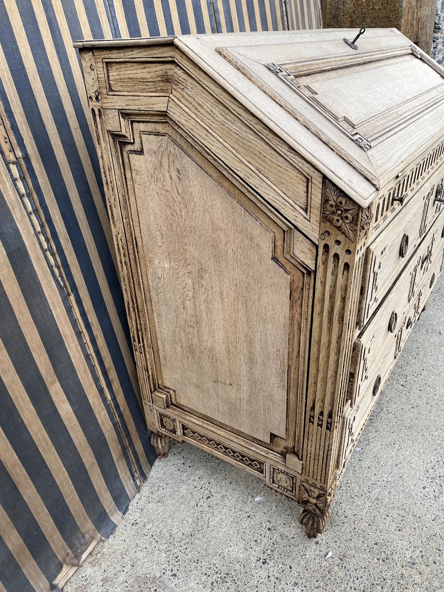 Large Louis XVI Period Scriban In Natural Oak -photo-3