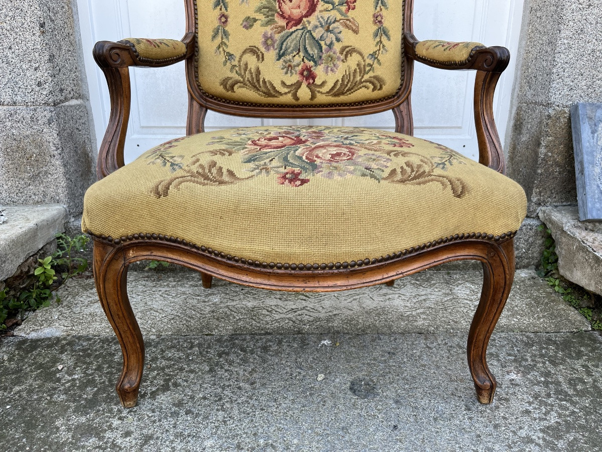 Pair Of Large Louis XV Period Flat Backs In Walnut-photo-2