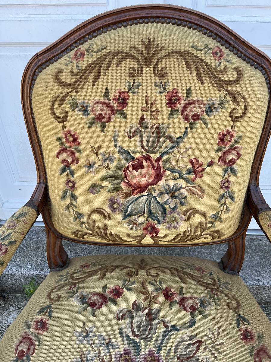 Pair Of Large Louis XV Period Flat Backs In Walnut-photo-1
