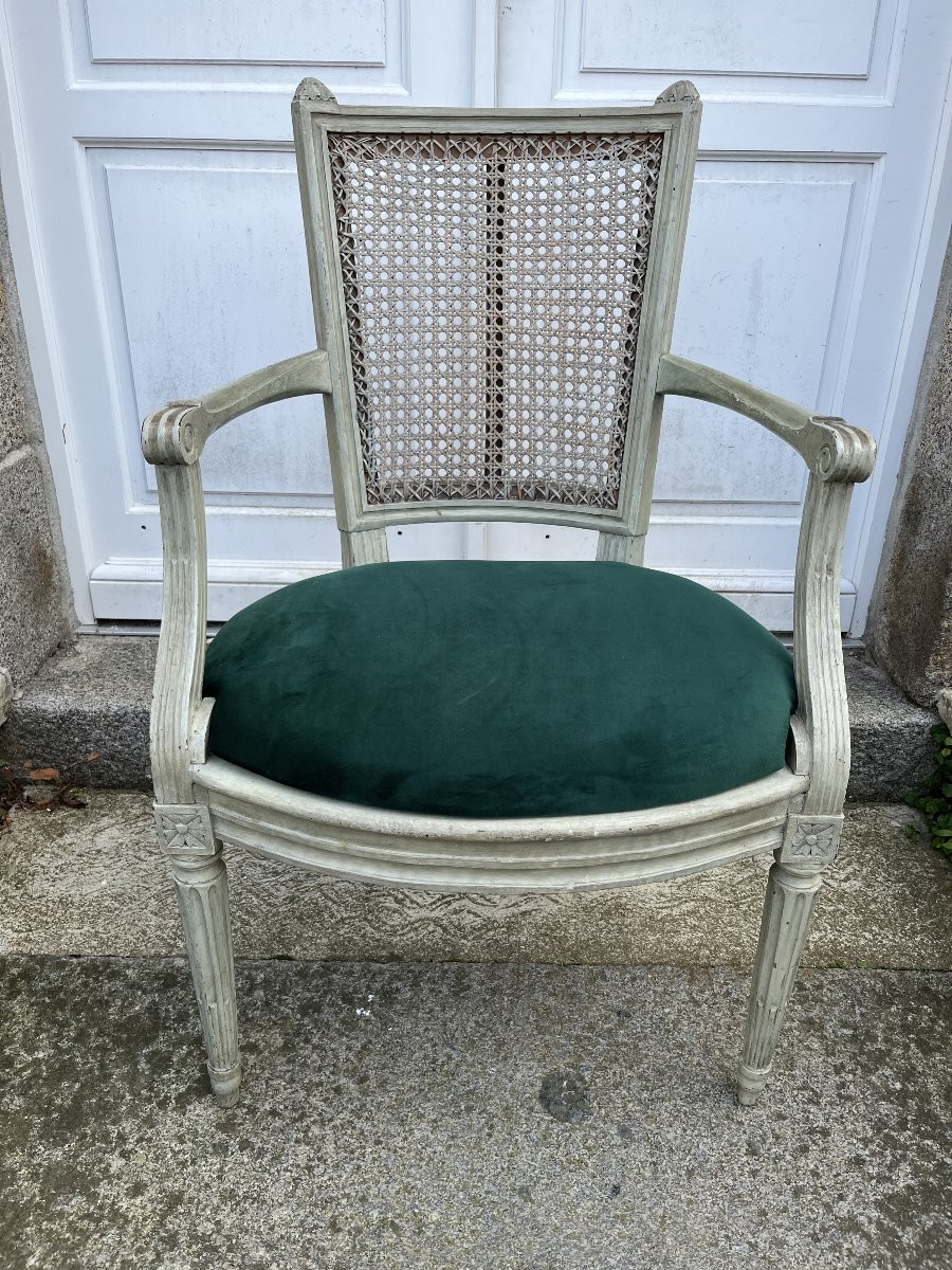 Pair Of Louis XVI Period Caned Armchairs-photo-2