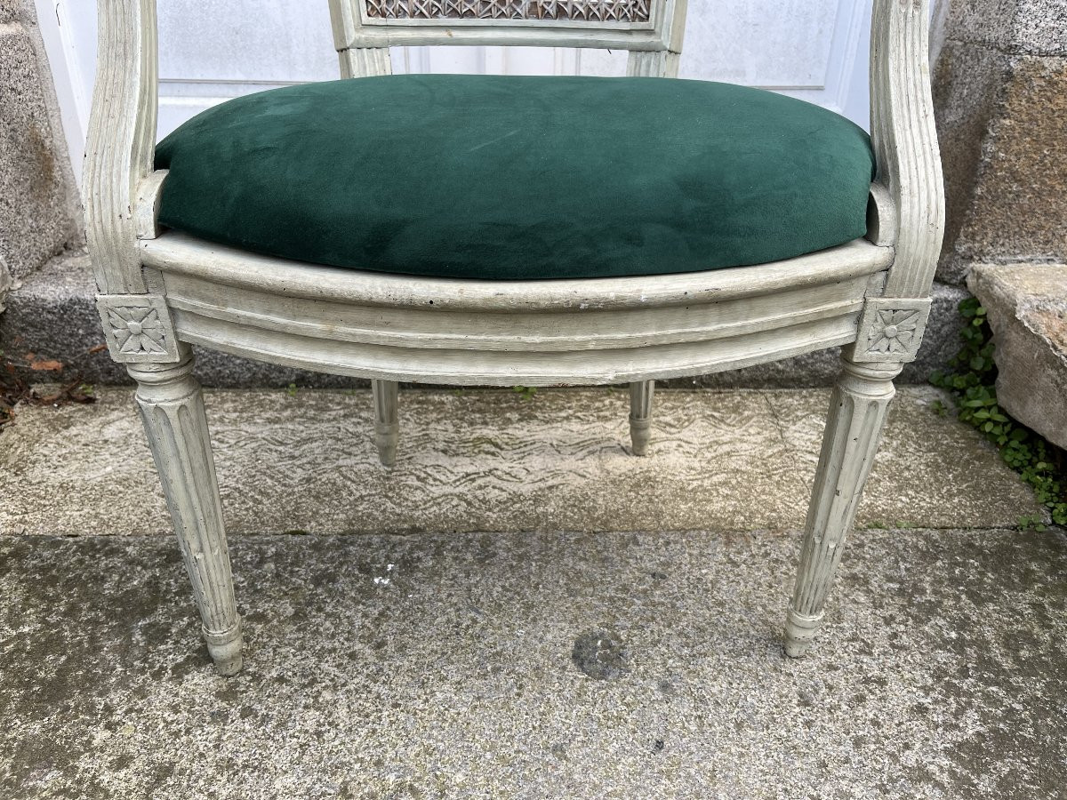Pair Of Louis XVI Period Caned Armchairs-photo-3
