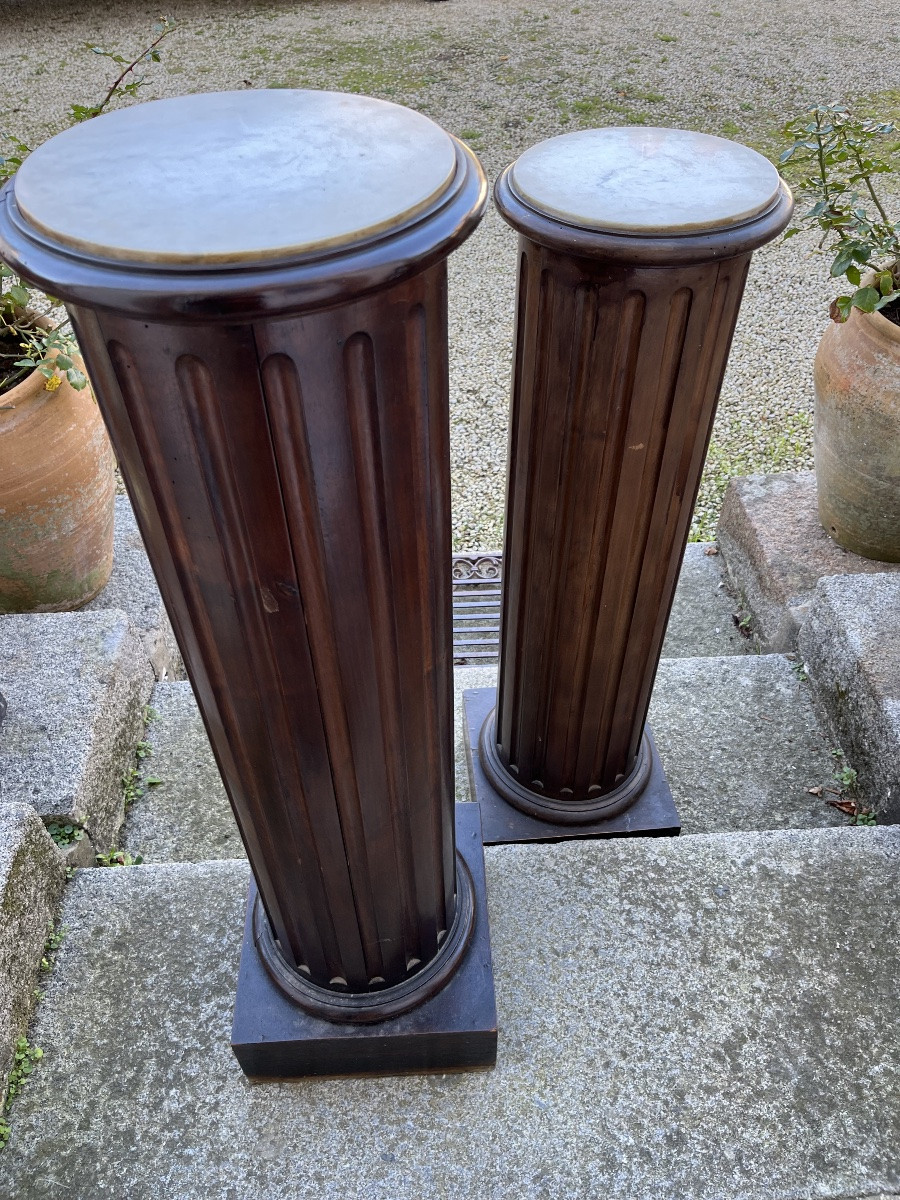 Paire de colonnes cannelées de style Louis XVI -photo-4