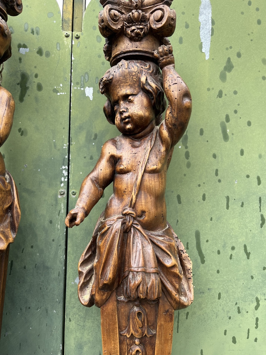 Paire de cariatides e noyer du XIXe-photo-2