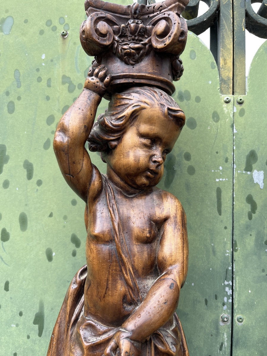 Paire de cariatides e noyer du XIXe-photo-2