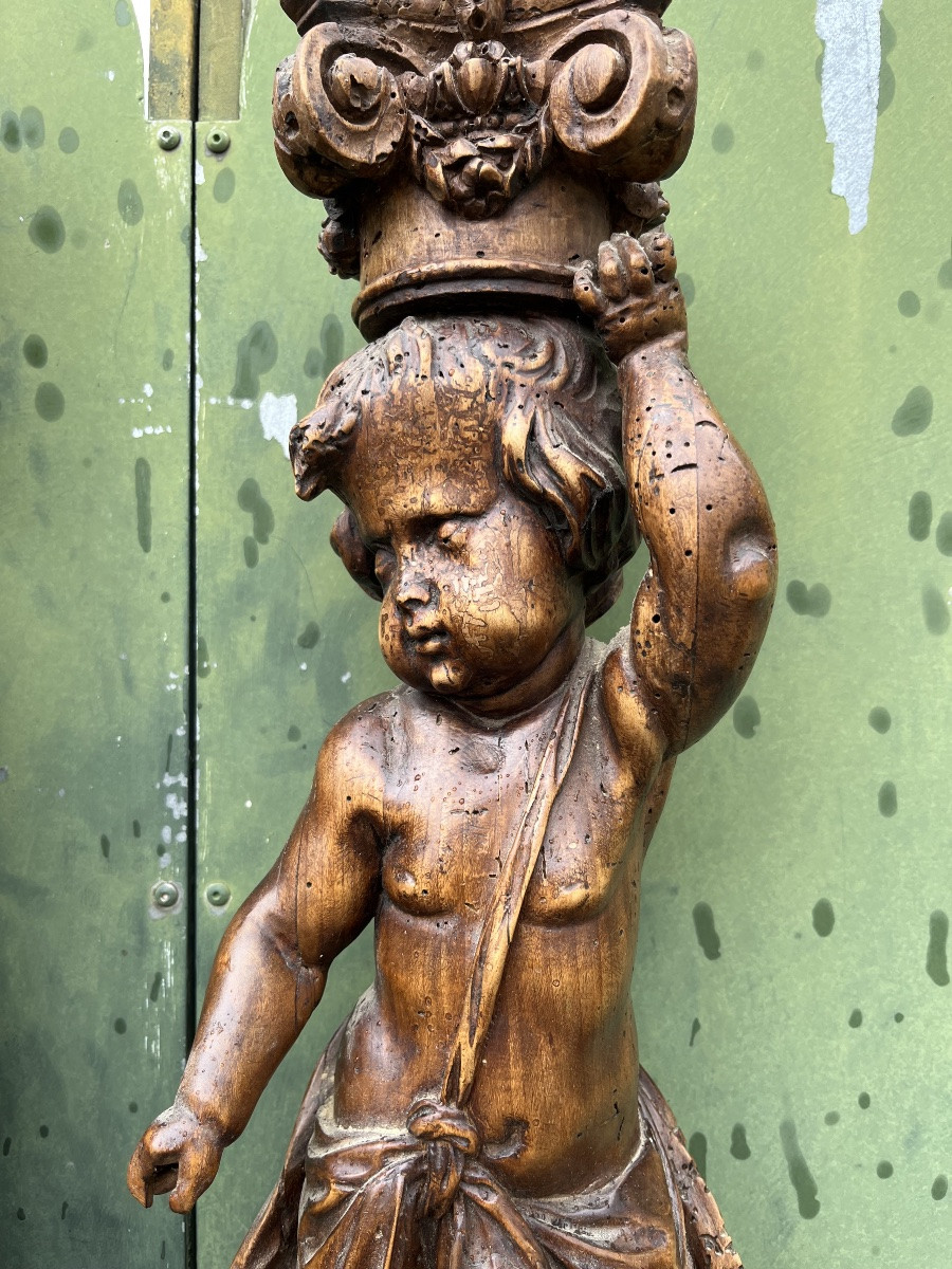 Paire de cariatides e noyer du XIXe-photo-3