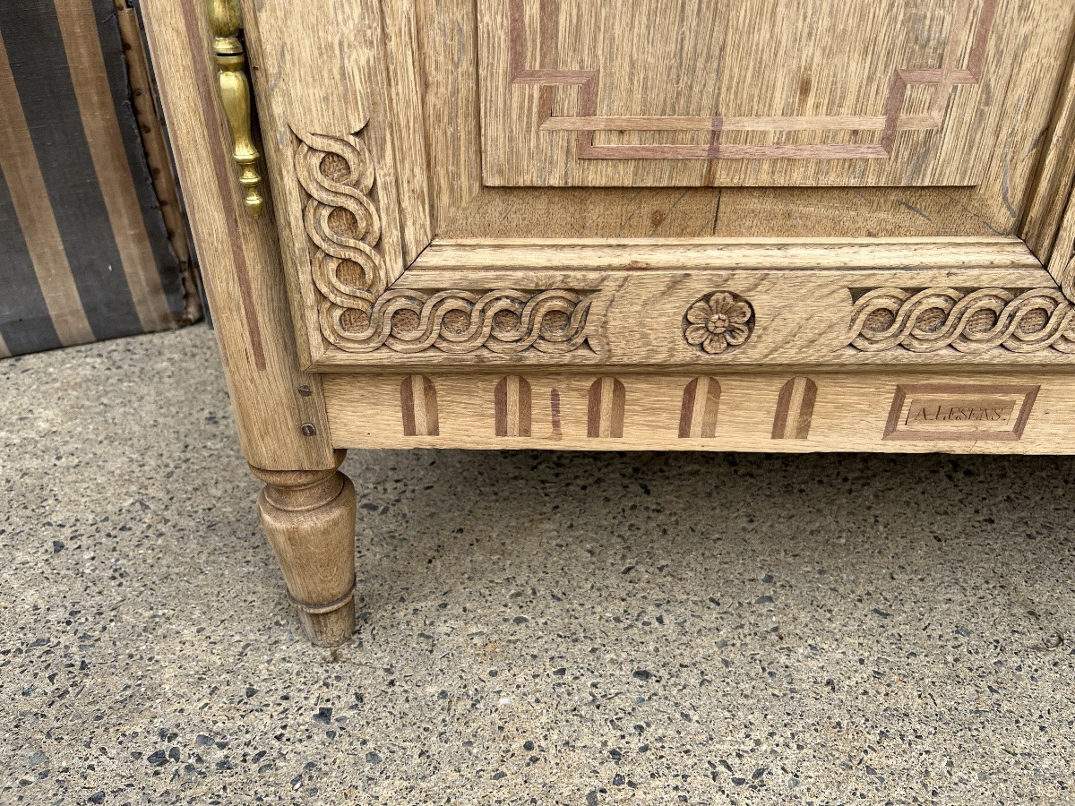 Petit buffet de style Louis XVI en chêne naturel -photo-3