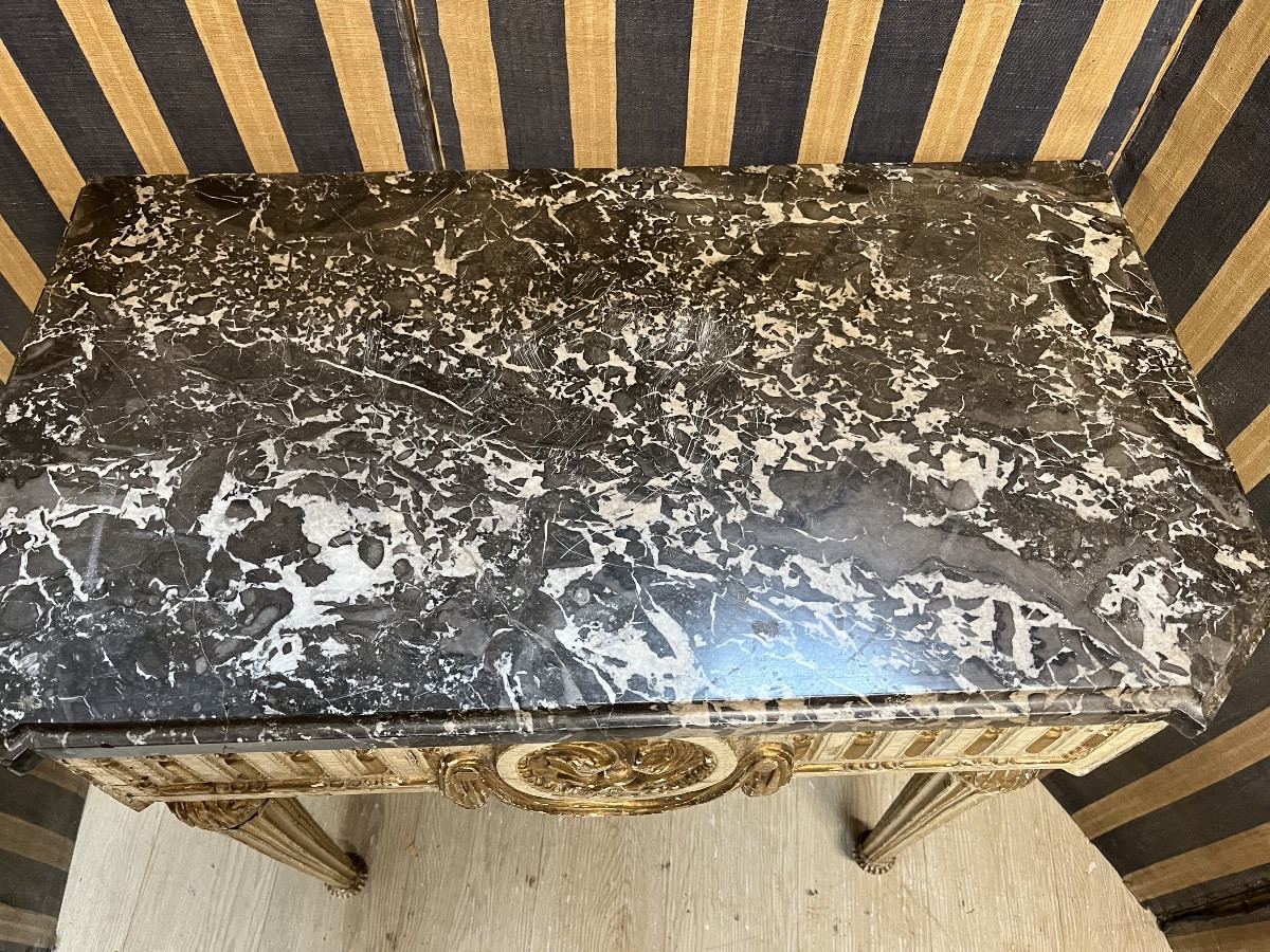 Console d’époque Louis XVI laquée et dorée -photo-2