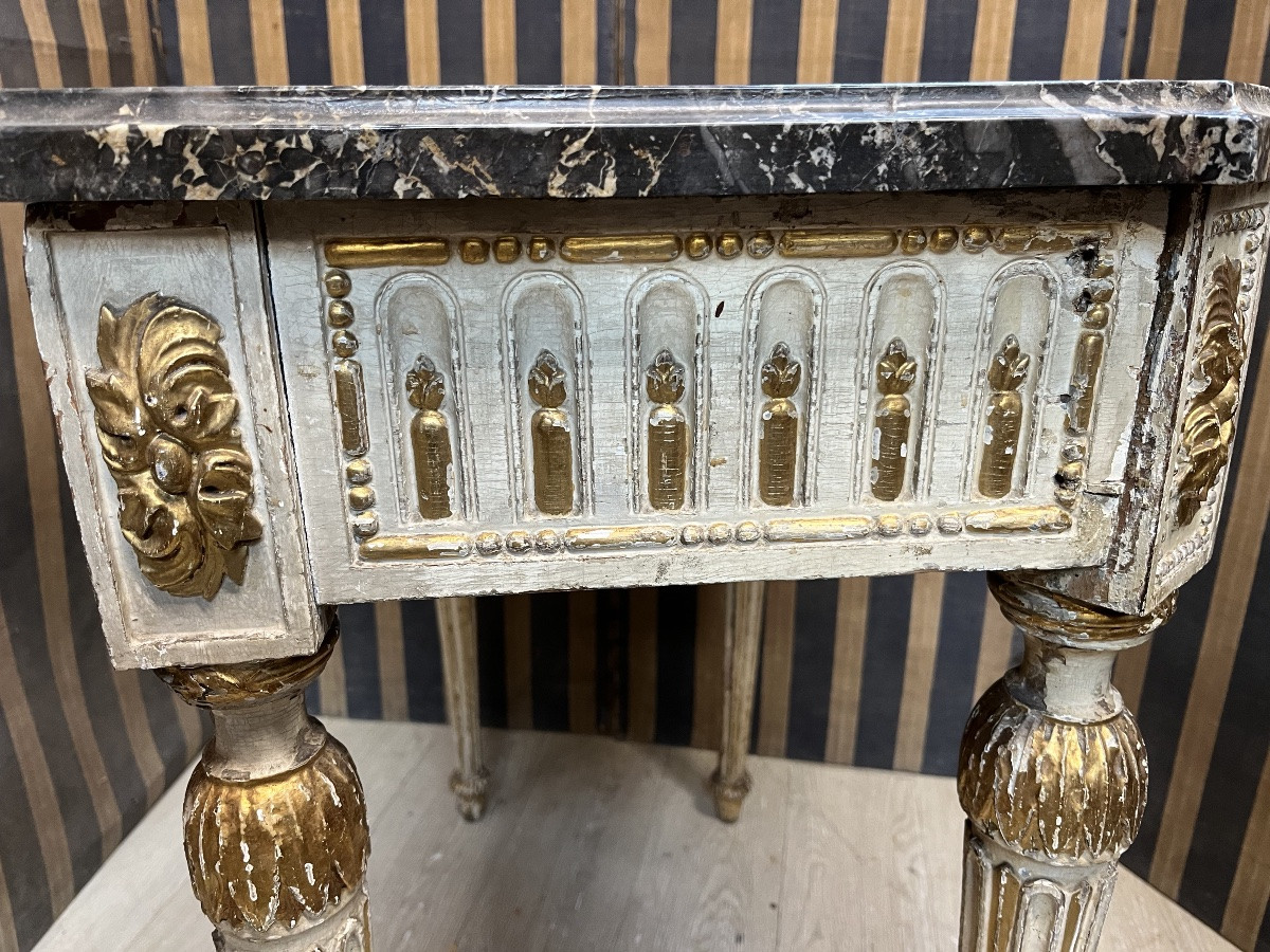 Console d’époque Louis XVI laquée et dorée -photo-2