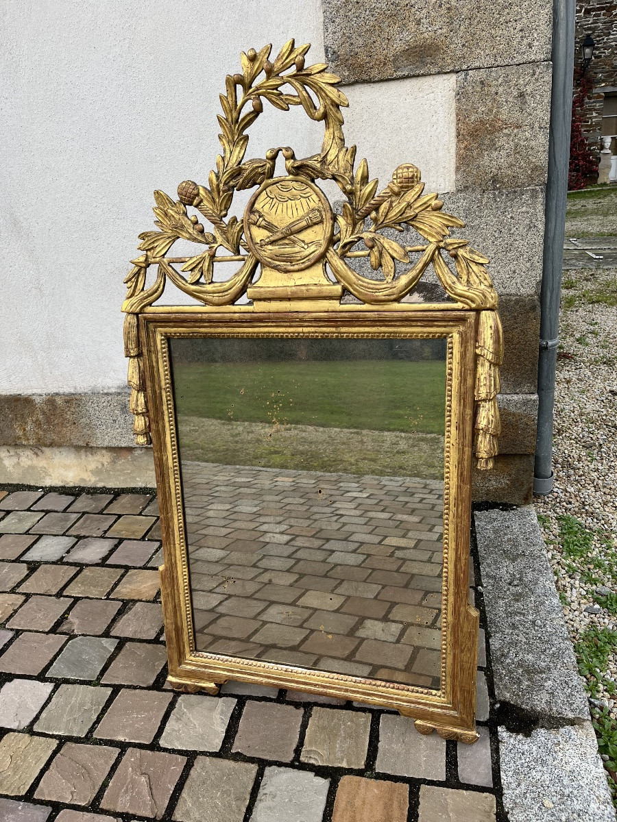 Miroir d’époque Louis XVI en bois doré -photo-3