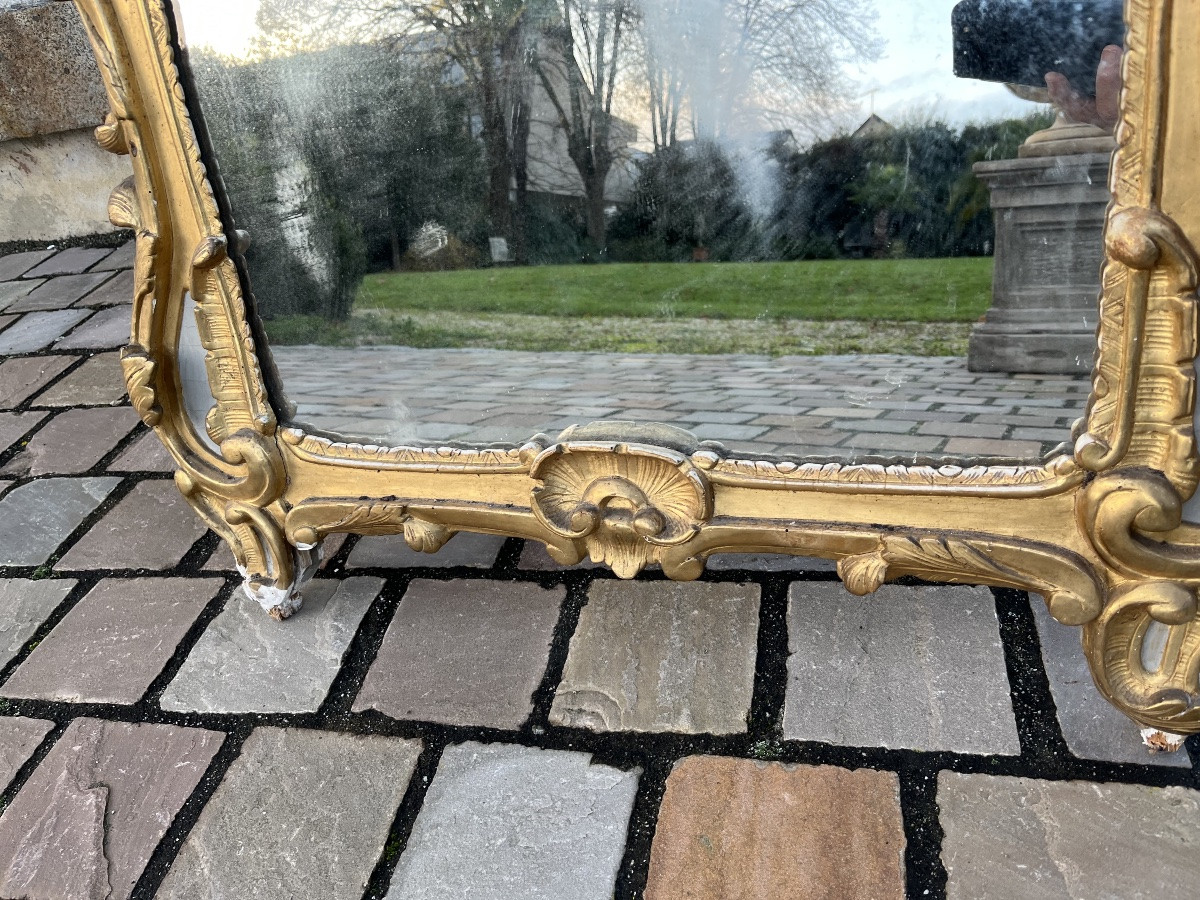 Miroir d’époque Louis XV en bois peint et doré -photo-2