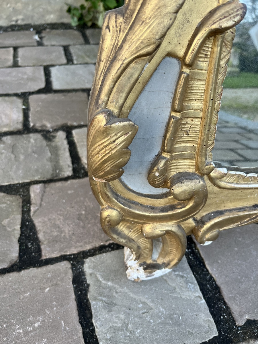 Miroir d’époque Louis XV en bois peint et doré -photo-3