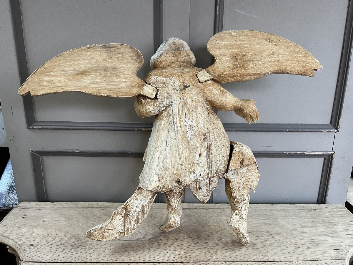 Paire d’Anges en bois peint du XVIIe-photo-6