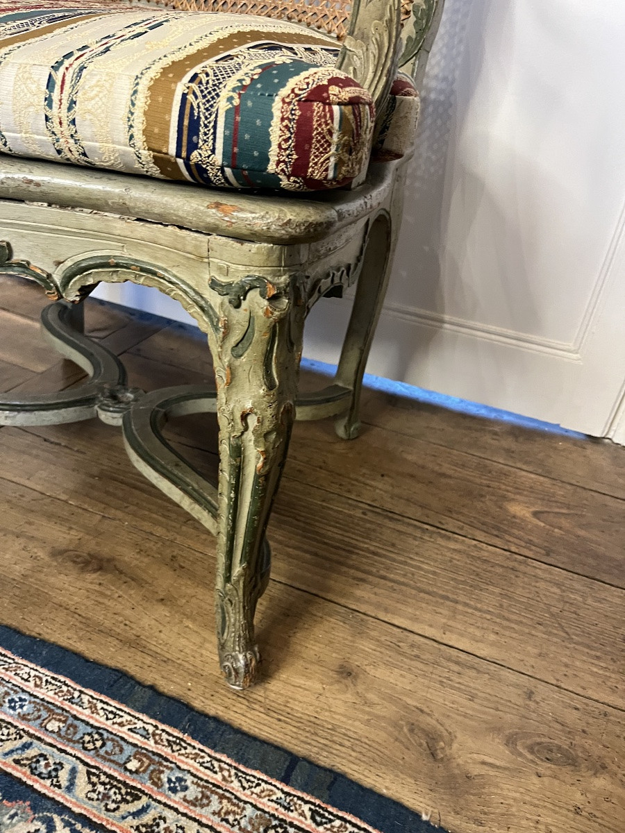 Beautiful Regency Period Armchair With Caning And Lacquered Seat -photo-1