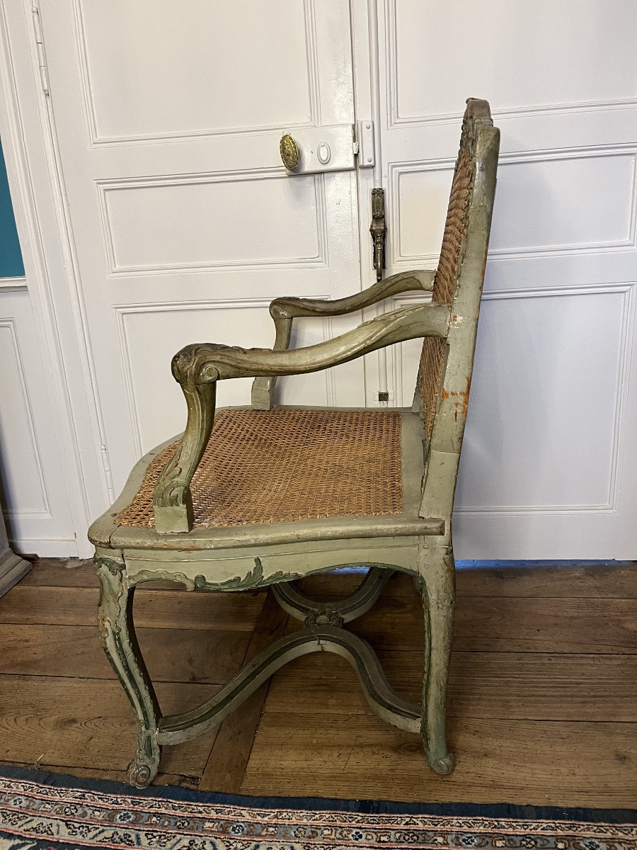 Beautiful Regency Period Armchair With Caning And Lacquered Seat -photo-5