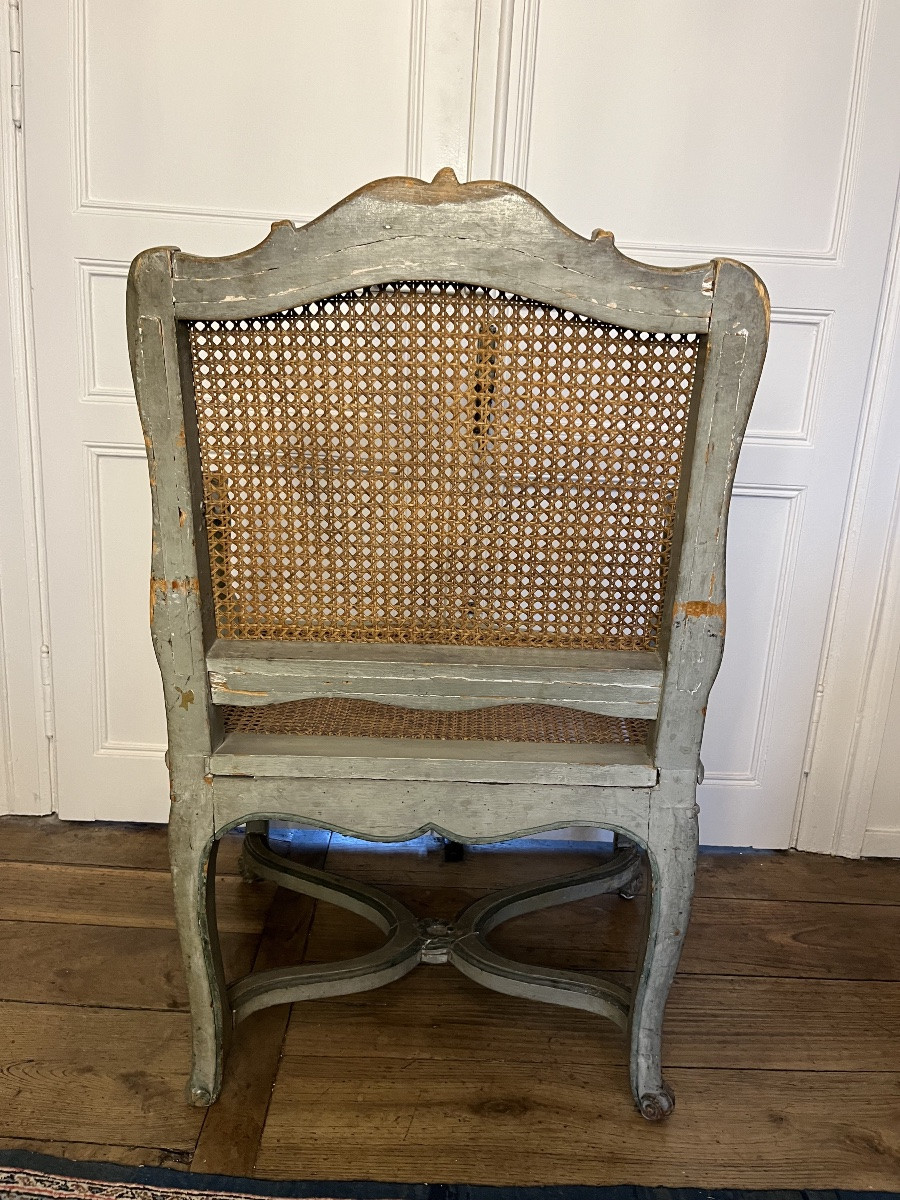 Beautiful Regency Period Armchair With Caning And Lacquered Seat -photo-6