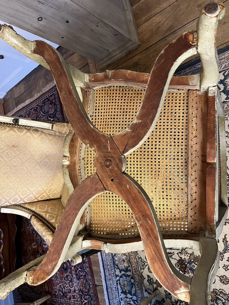 Beautiful Regency Period Armchair With Caning And Lacquered Seat -photo-7