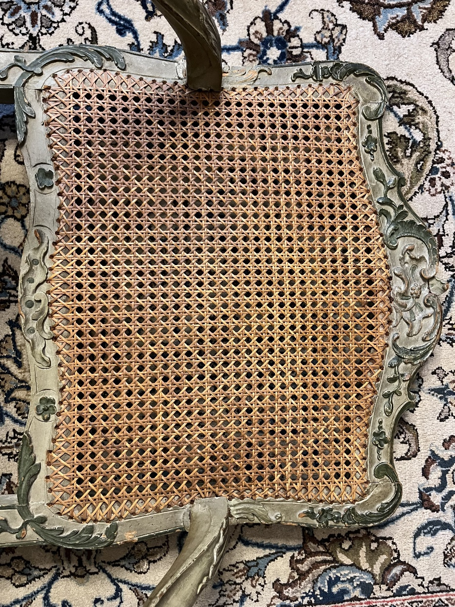 Beautiful Regency Period Armchair With Caning And Lacquered Seat -photo-8